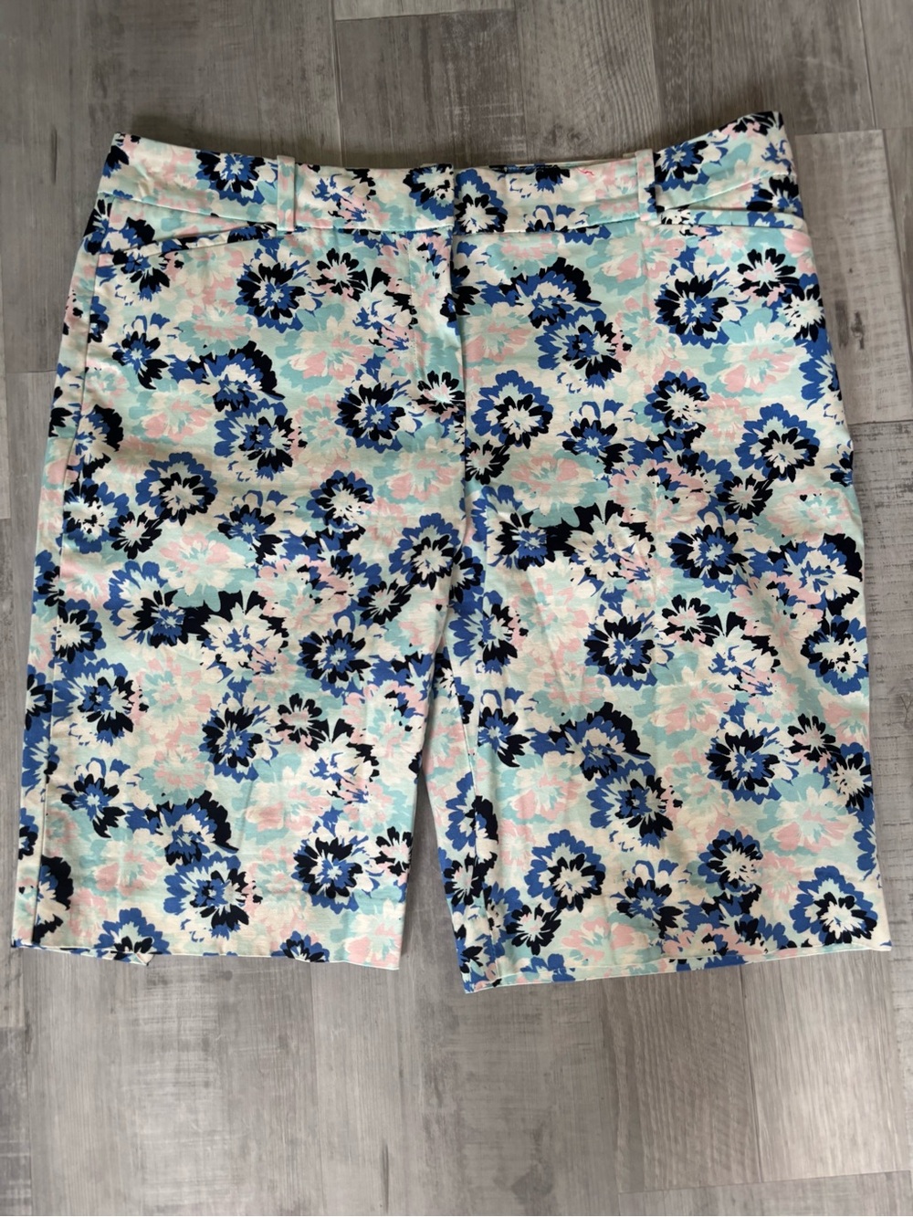 Talbots Blue Pink White Floral Bermuda Shorts